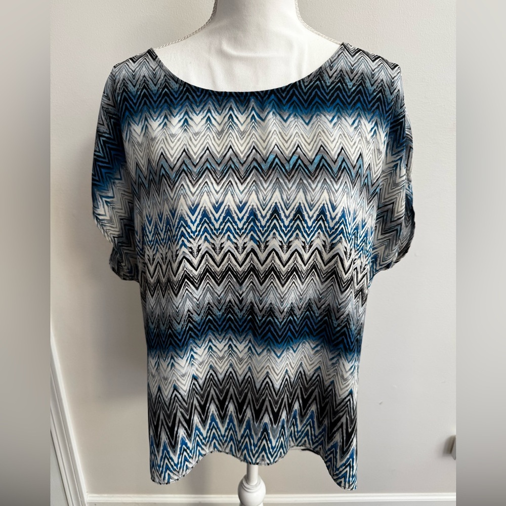 Zac & Rachel Women's Zigzag Blouse - Black, White, Blue